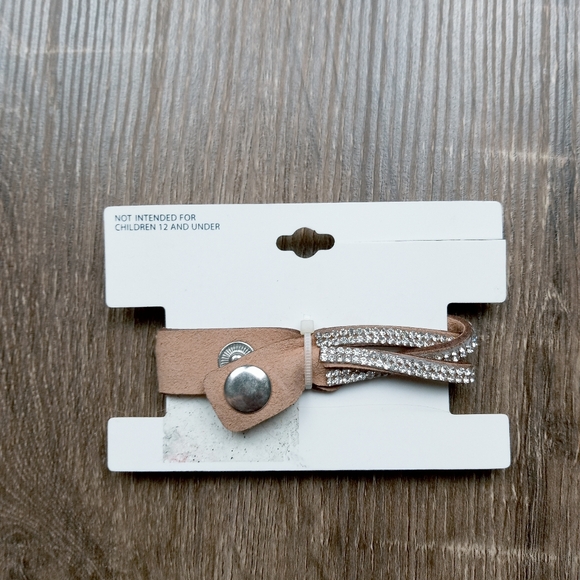 ♥️ BUNDLE ONLY New Full Tilt Tan Brown Faux Suede Rhinestone Fx Diamond Bracelet - Picture 3 of 3